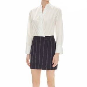 New Sandro Conny Wrap Dress Pinstripe Skirt 38 final sale